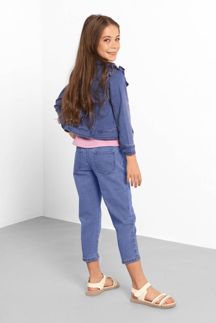 Girls Denim Belt Waist Paperbag Jeans (3/4yrs-8/9yrs)