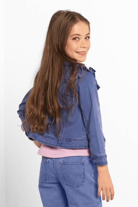Girls Blue Frill Shoulder Denim Jacket (2/3yrs-8/9yrs)