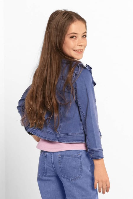 Girls Blue Frill Shoulder Denim Jacket (2/3yrs-8/9yrs)