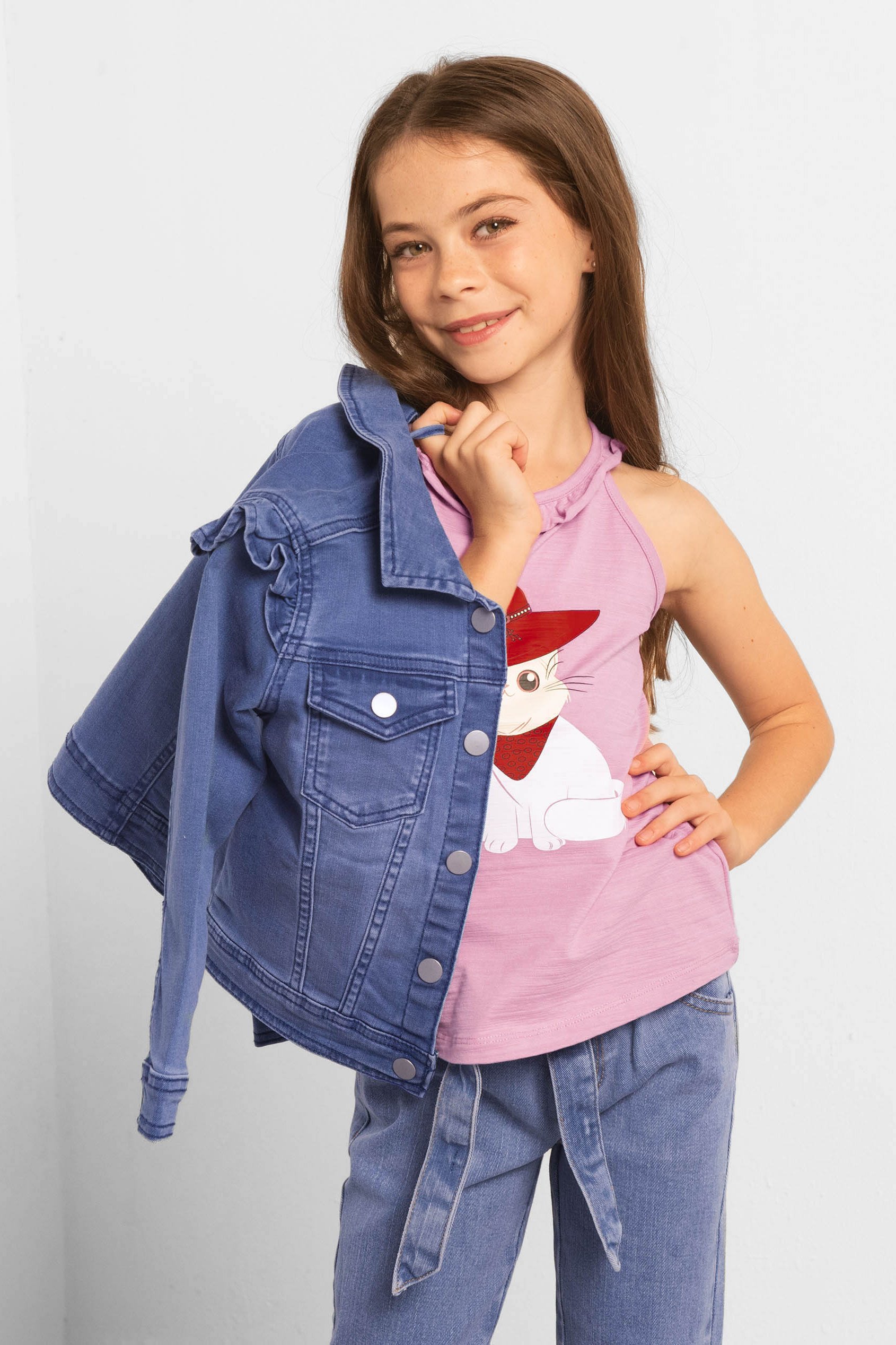 Girls Frill Shoulder Denim Jacket (2/3yrs-8/9yrs)