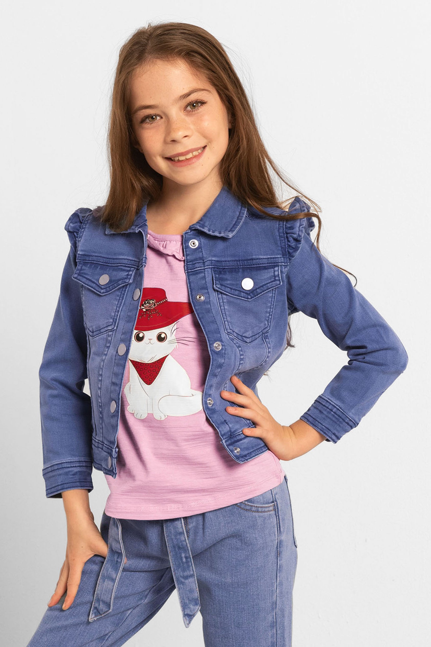 Girls Frill Shoulder Denim Jacket (2/3yrs-8/9yrs)