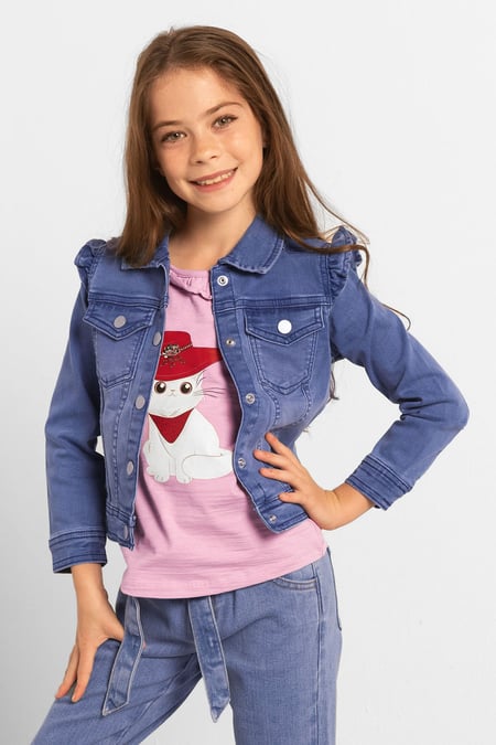 Girls Frill Shoulder Denim Jacket (2/3yrs-8/9yrs)