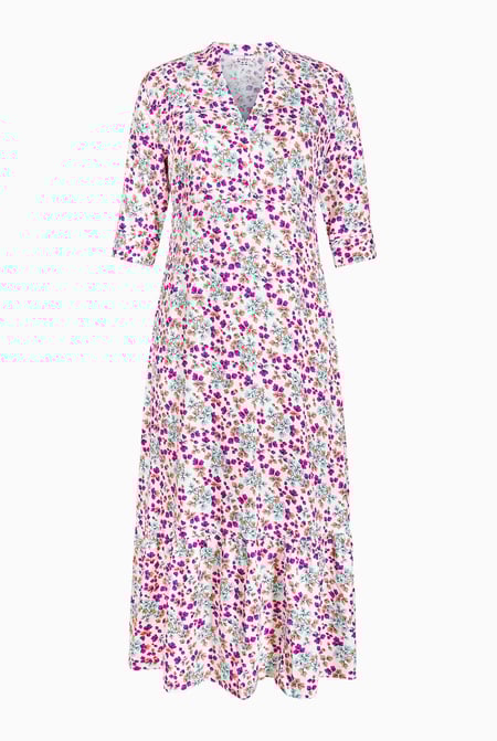 White Floral Printed A-Line Maxi Dress