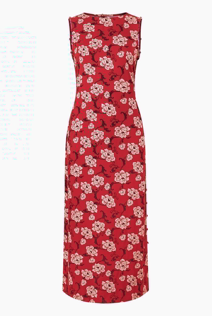 Floral Elegance Maxi Dress With Removable Sleeve