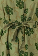 High Neck Green Floral Belted Mini Dress