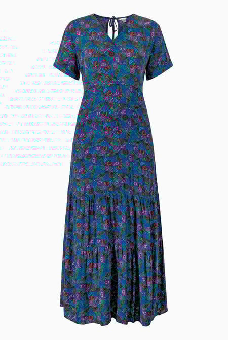 Green Crepe Viscose Paisley Printed Maxi Dress