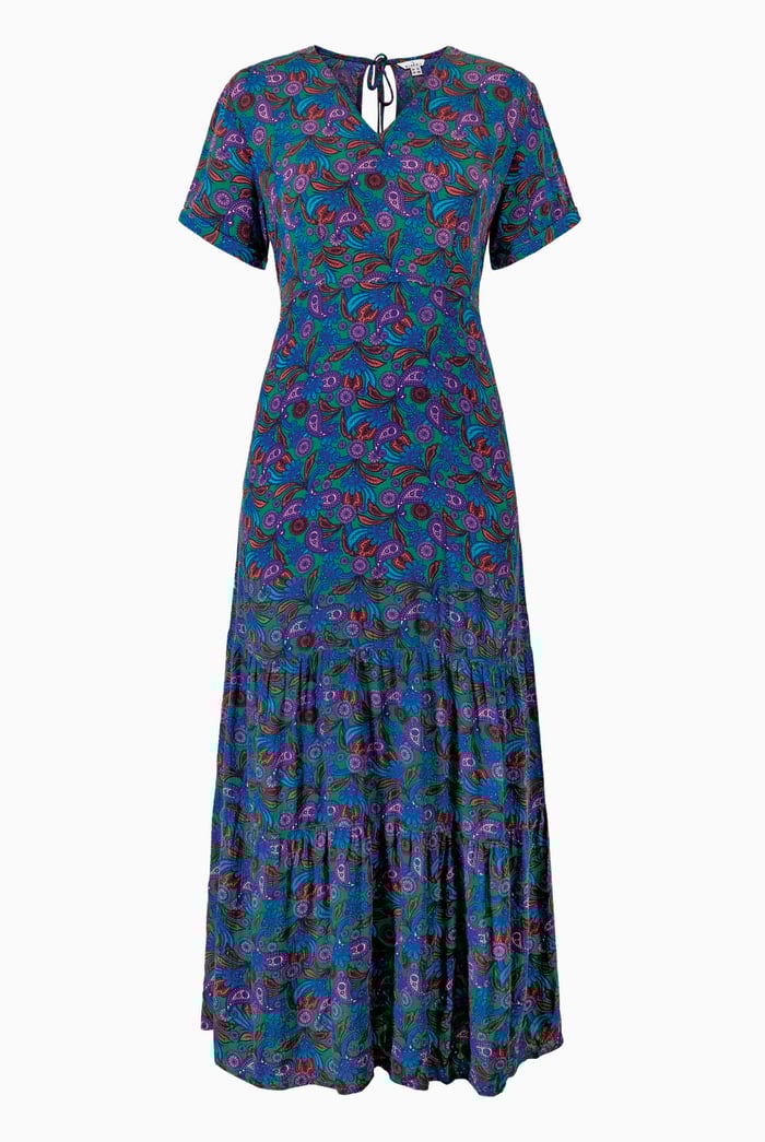 Crepe Viscose Paisley Printed Maxi Dress