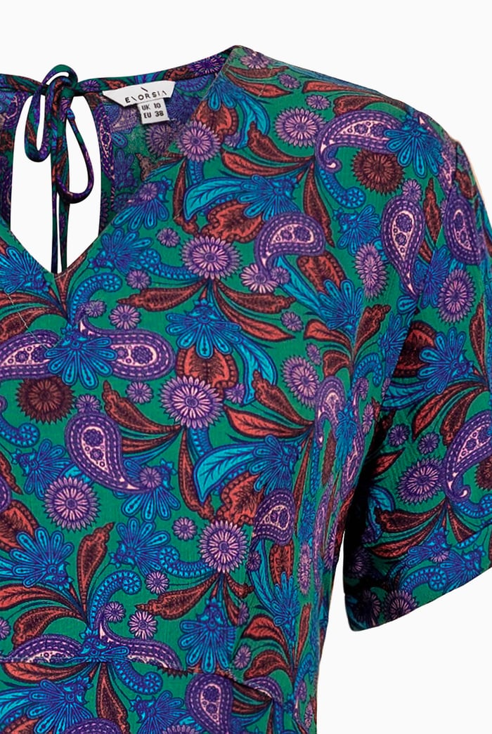 Crepe Viscose Paisley Printed Maxi Dress