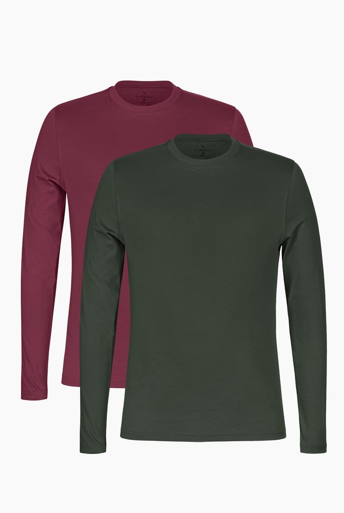 Men's Long Sleeve Cotton T-Shirt 2 Pack