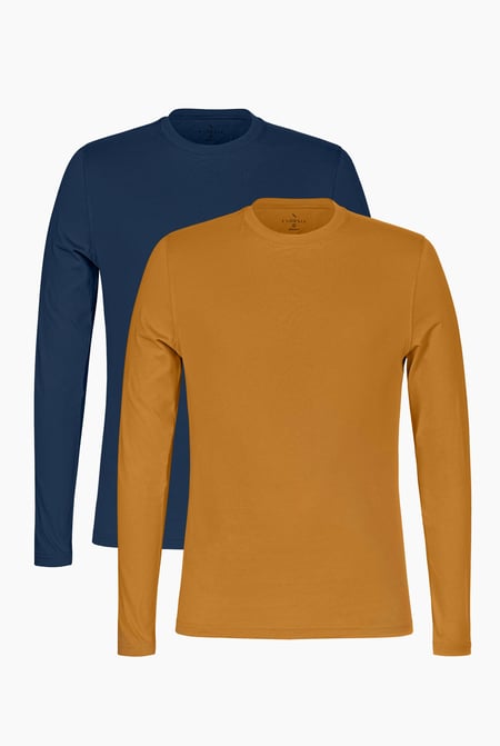 Men's Maroon/Olive Long Sleeve Cotton T-Shirt 2 Pack