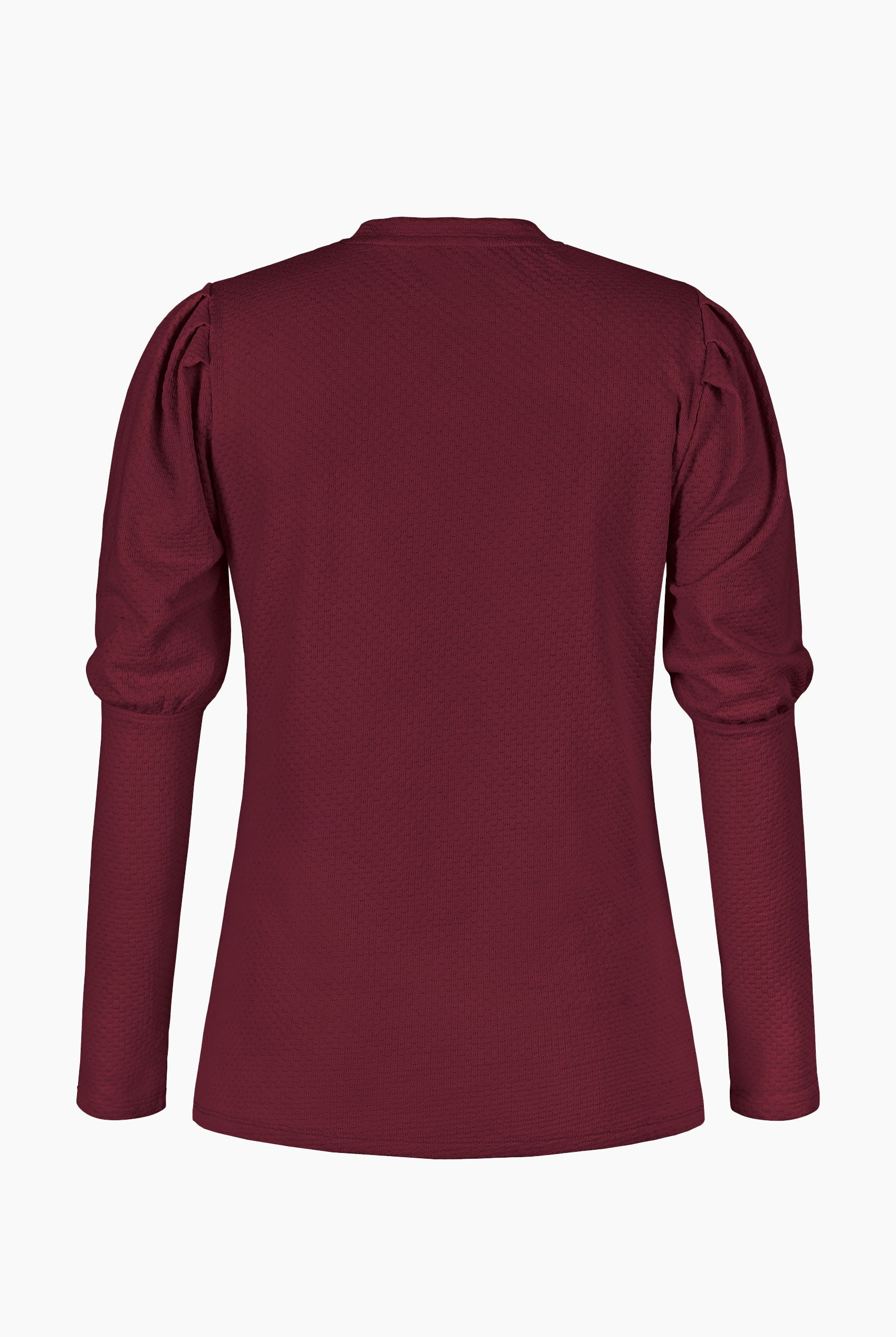 Long Sleeve Crew Neck Jersey Top With Puff Sleeve