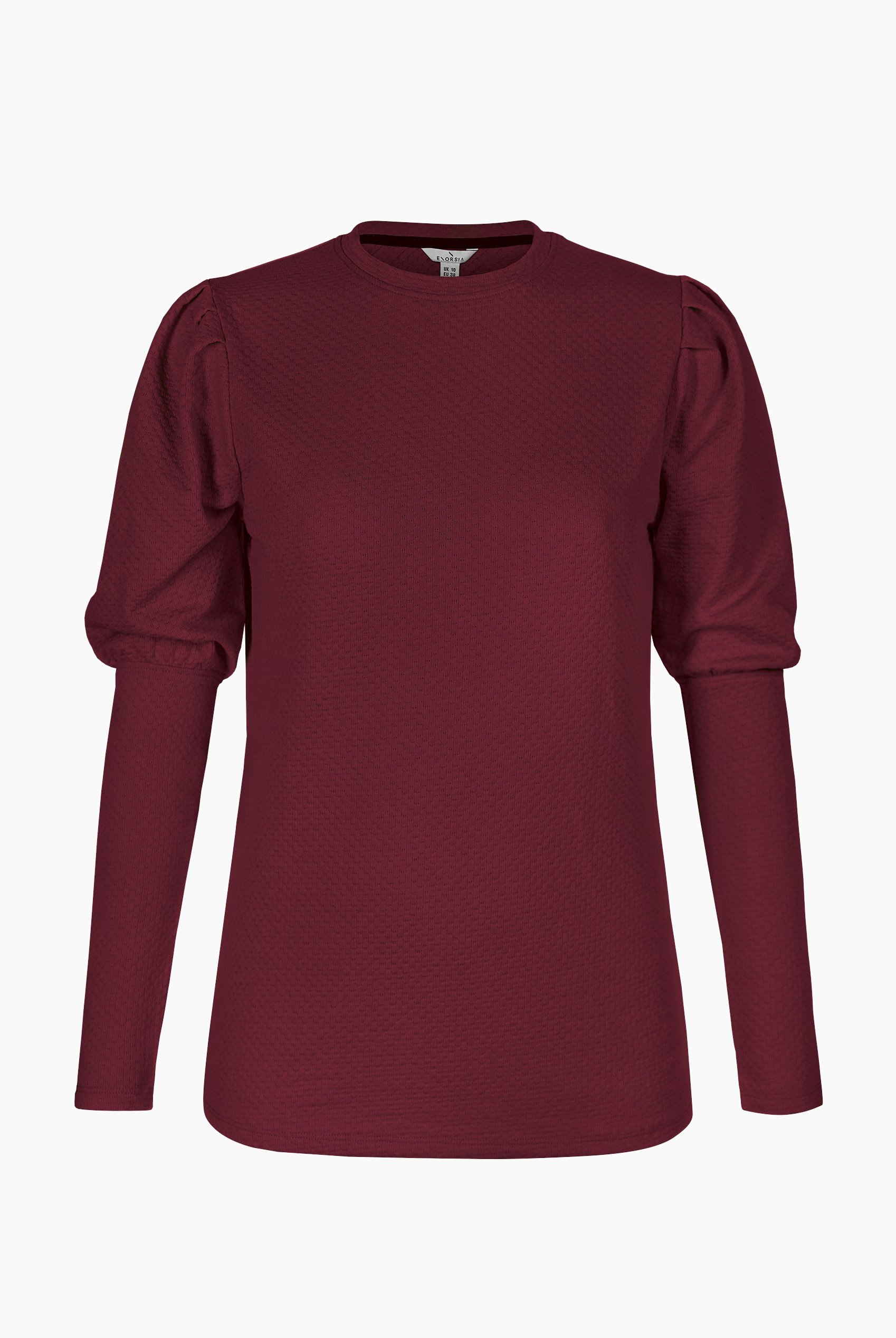 Long Sleeve Crew Neck Jersey Top With Puff Sleeve