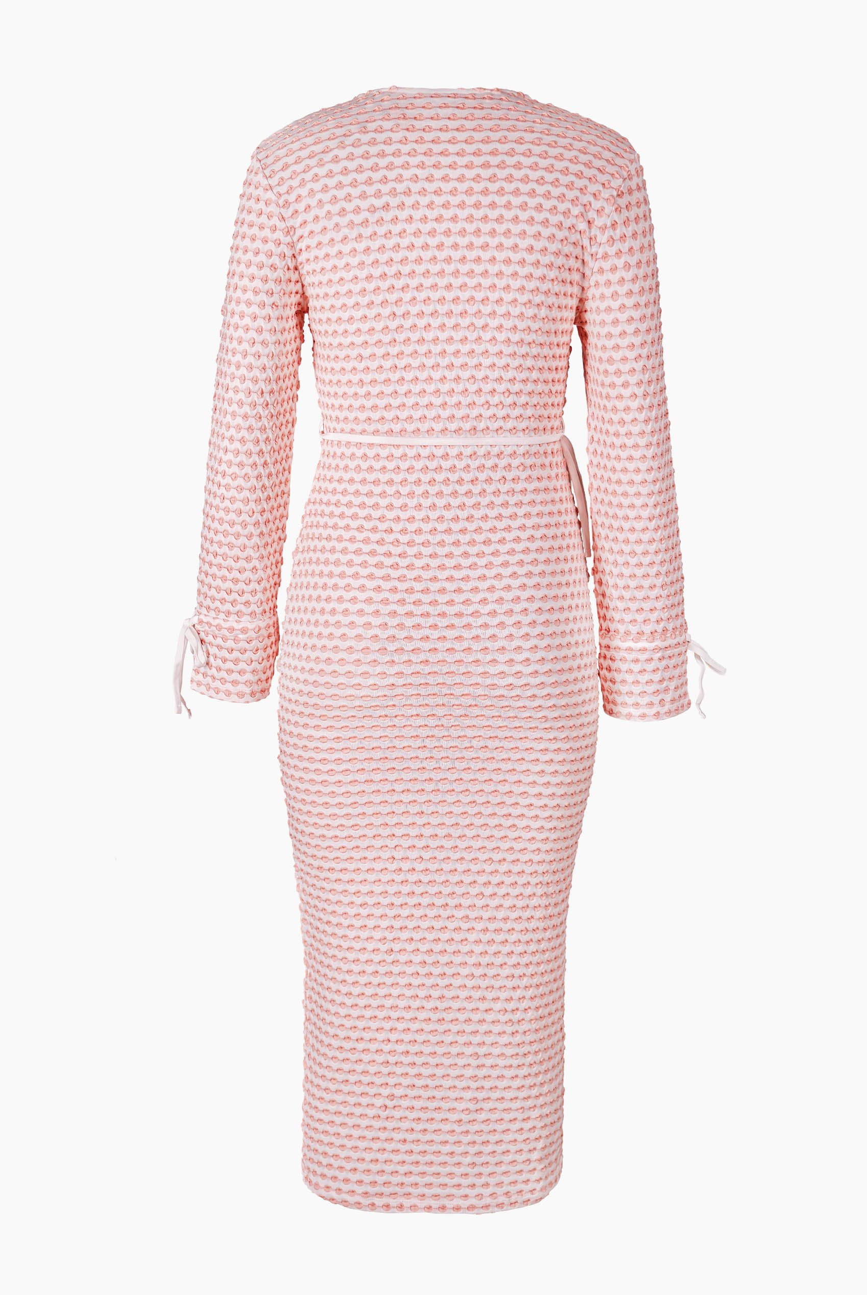 Textured Stretch Jersey Long Sleeve Midi Dress