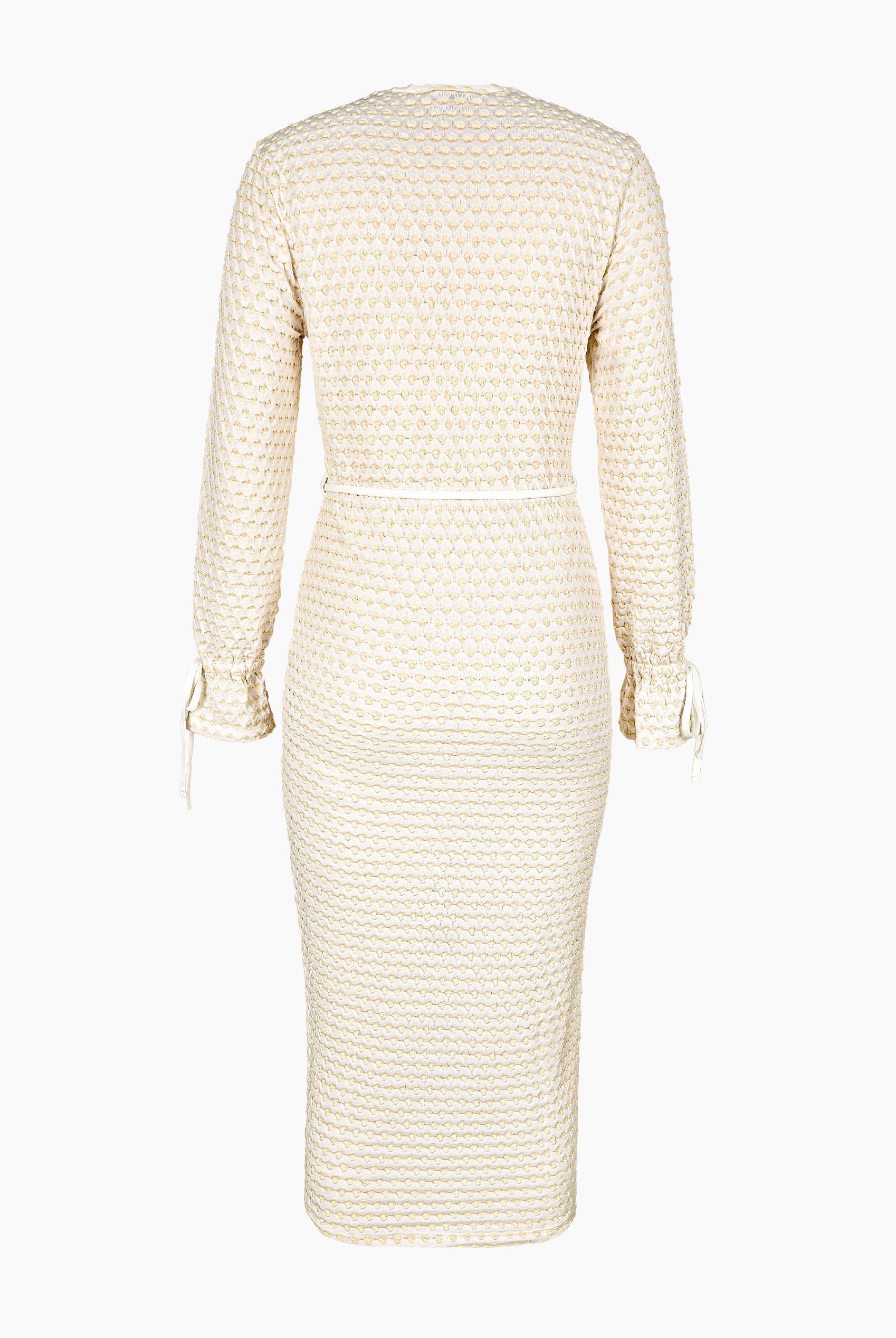 Textured Stretch Jersey Long Sleeve Midi Dress