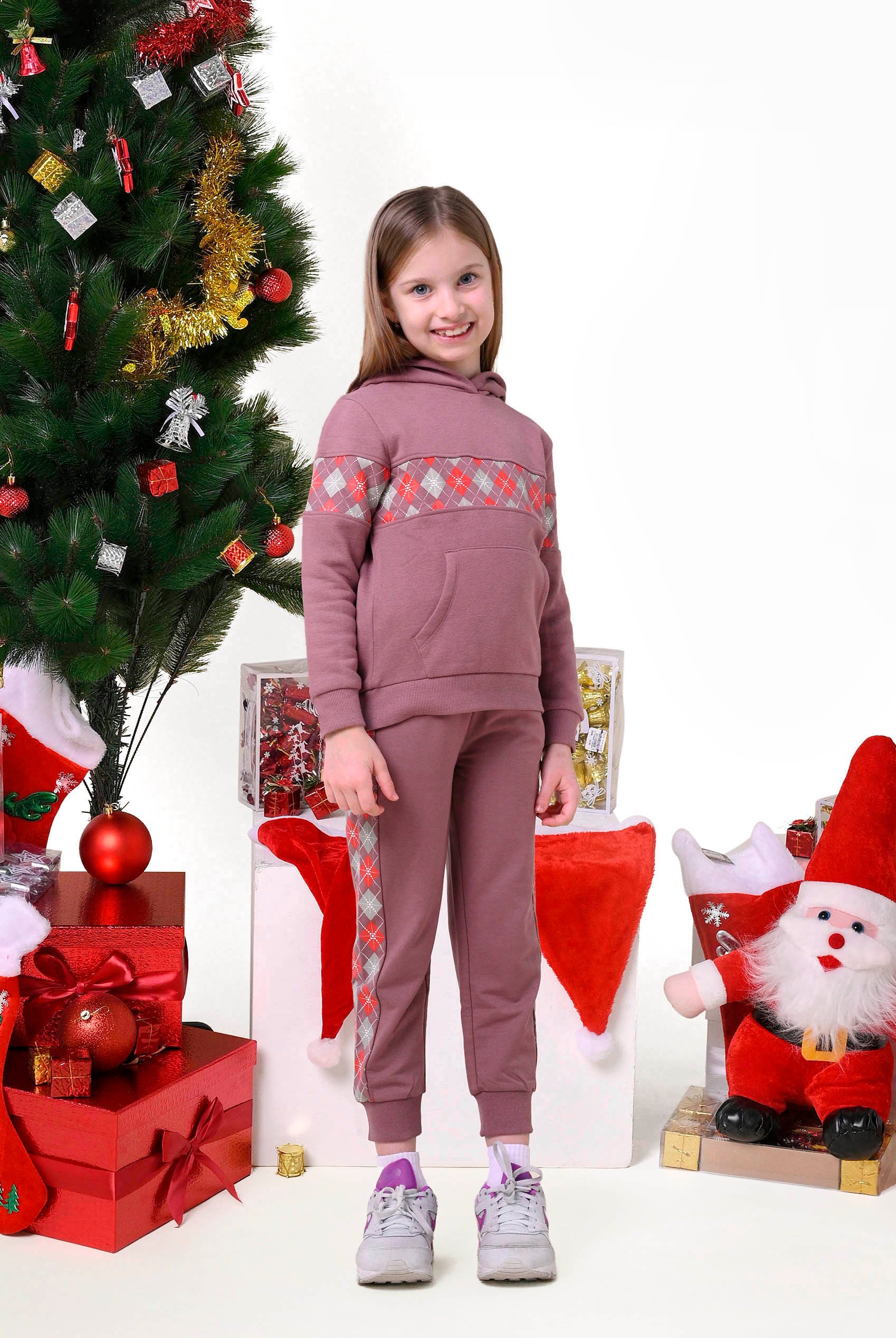 Girls Argyle Christmas Hoodie (12/18mths-7yrs)