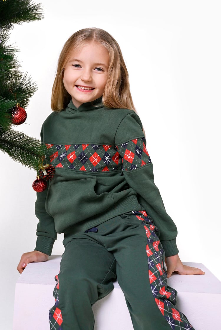 Girls Argyle Christmas Hoodie (12/18mths-7yrs)