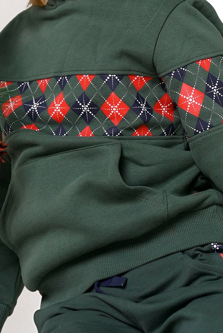 Girls Argyle Christmas Hoodie (12/18mths-7yrs)