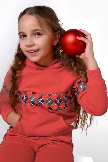 Girls Green Argyle Christmas Hoodie (12/18mths-7yrs)