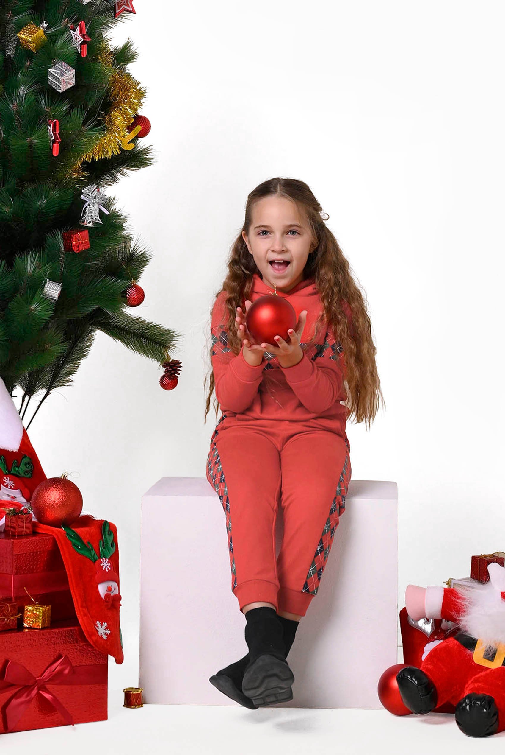 Girls Argyle Christmas Hoodie (12/18mths-7yrs)