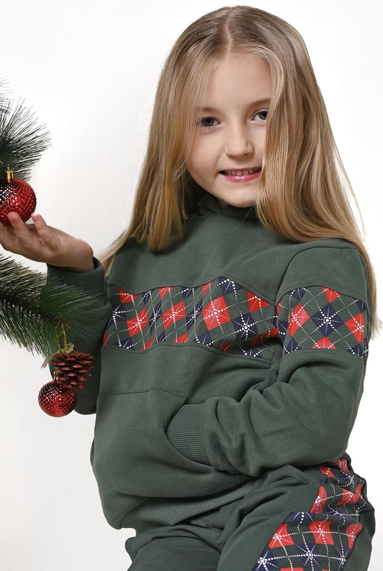 Girls Argyle Christmas Hoodie (12/18mths-7yrs)