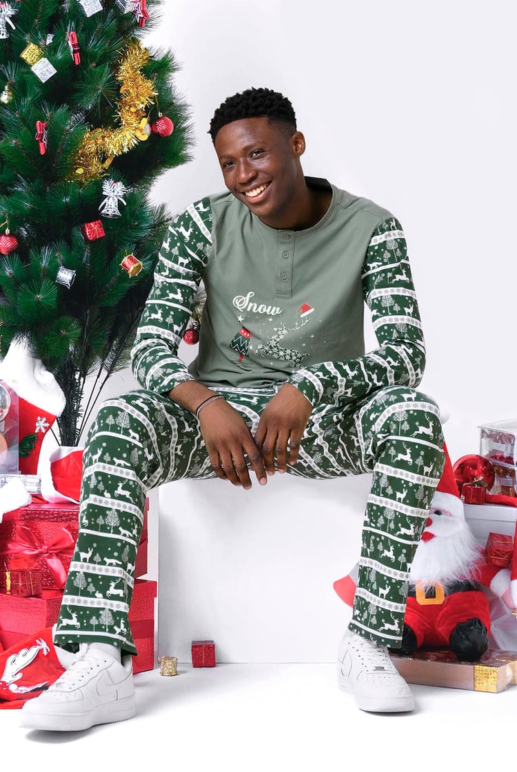 Mens Fair Isle Reindeer Print T-shirt