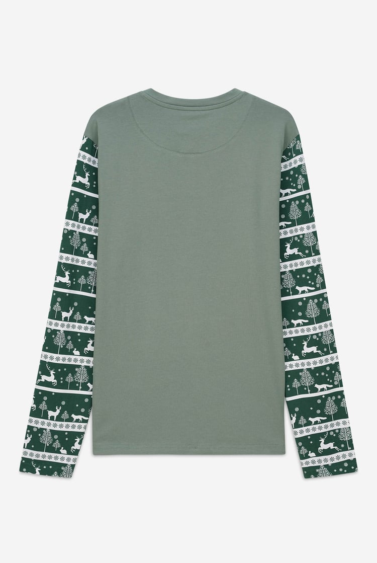 Mens Fair Isle Reindeer Print T-shirt