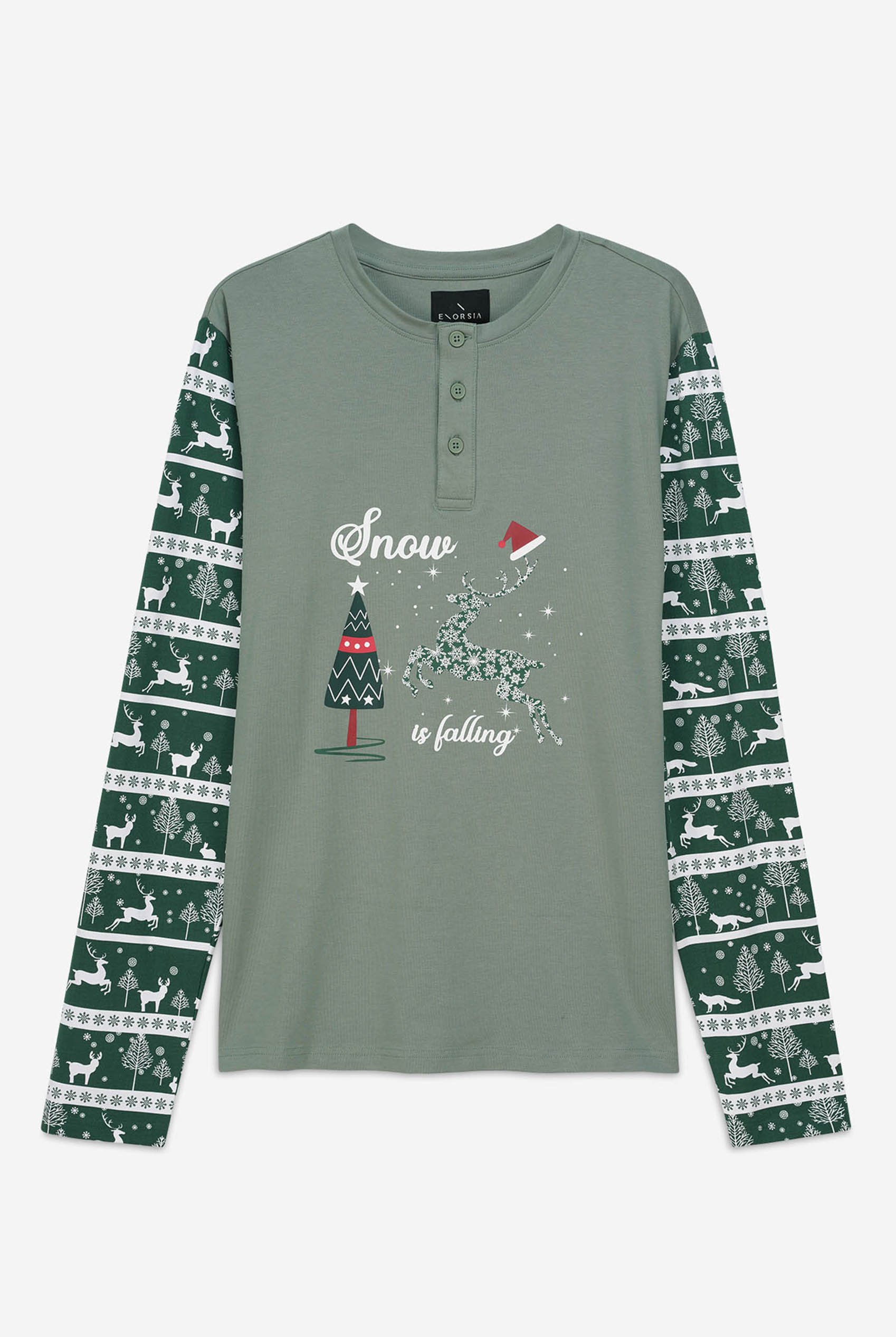 Mens Fair Isle Reindeer Print T-shirt