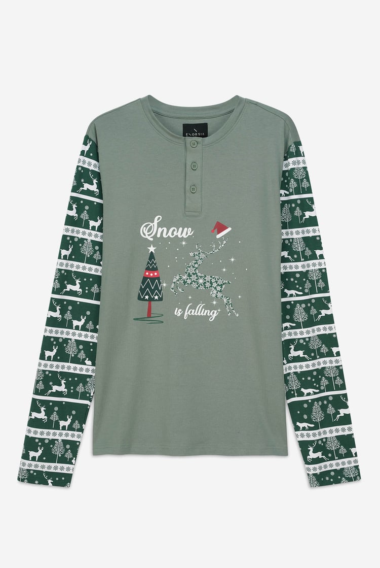 Mens Fair Isle Reindeer Print T-shirt