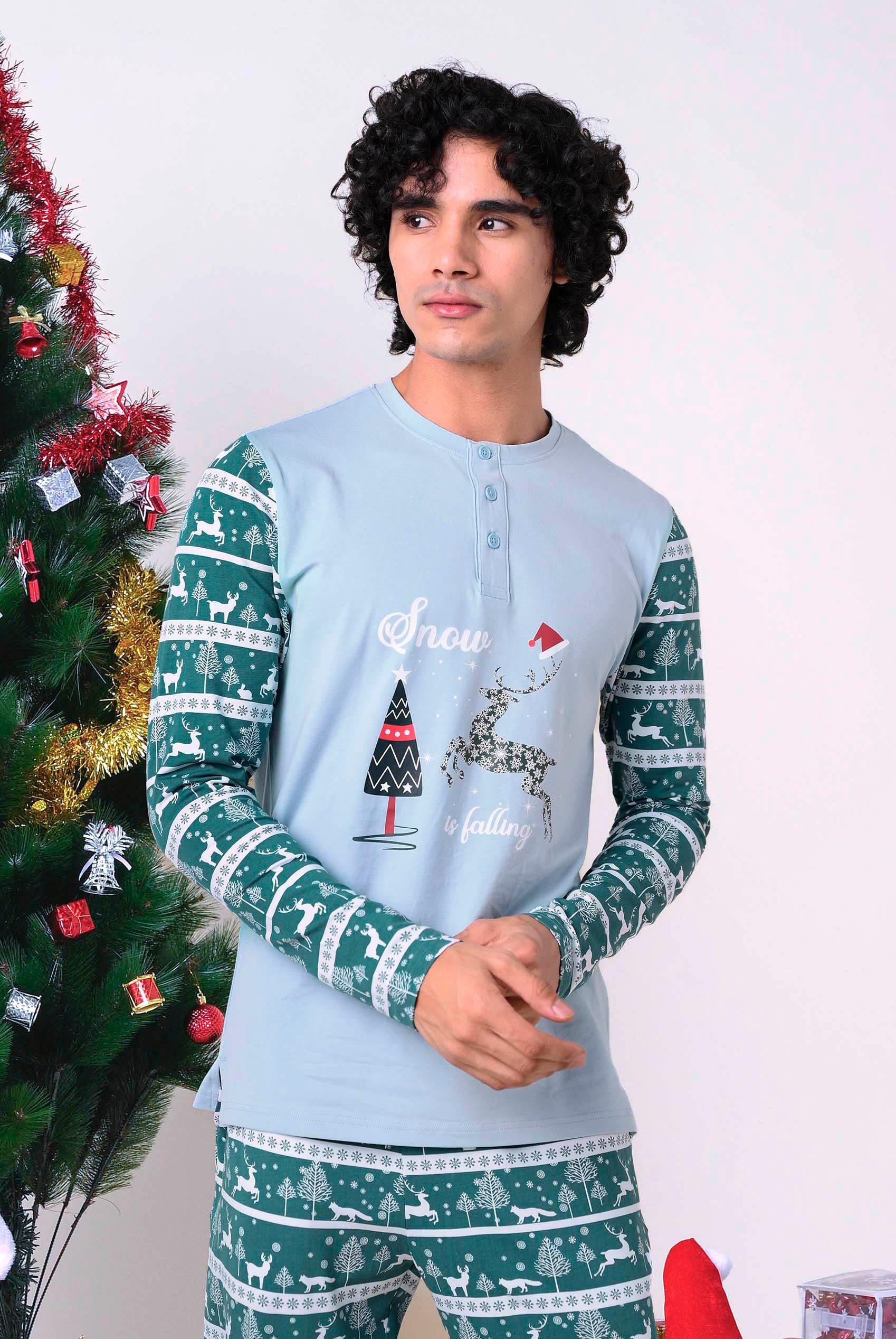 Mens Deer Print Christmas T-shirt