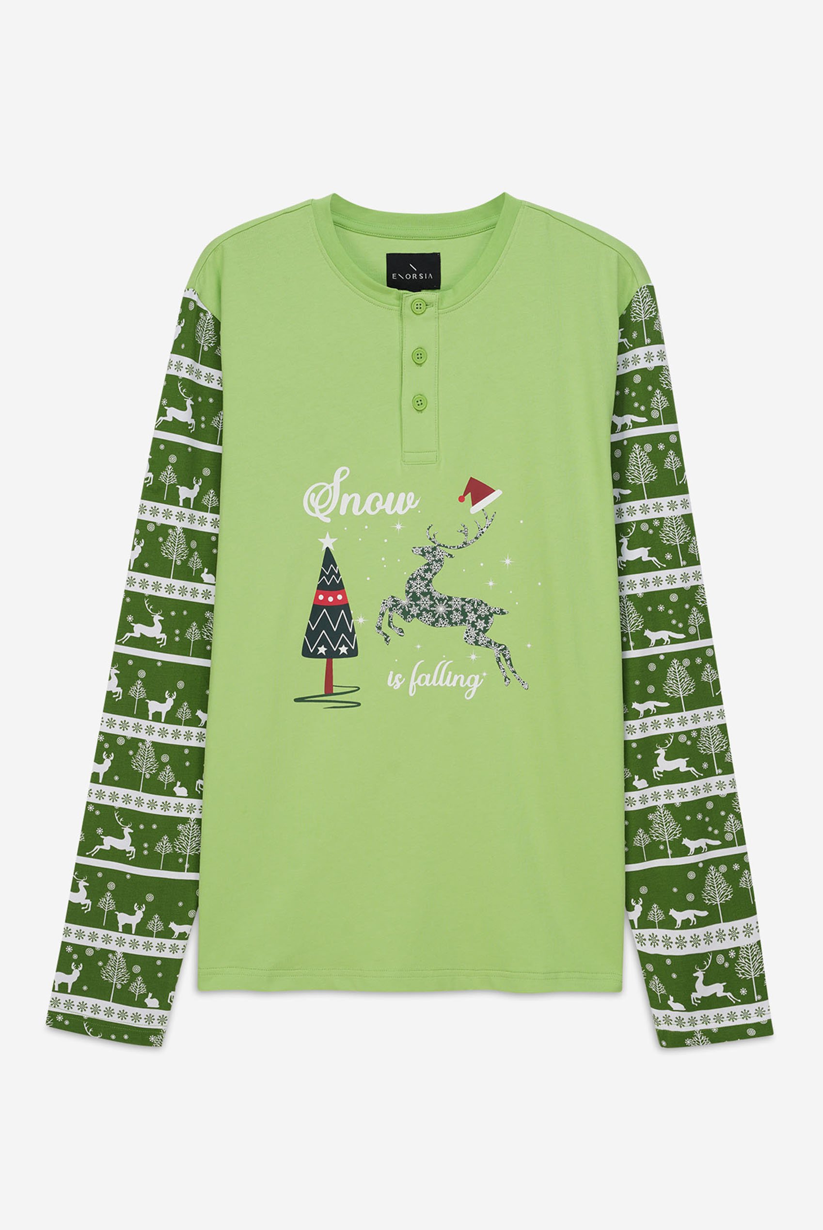 Mens Fair Isle Reindeer Print T-shirt