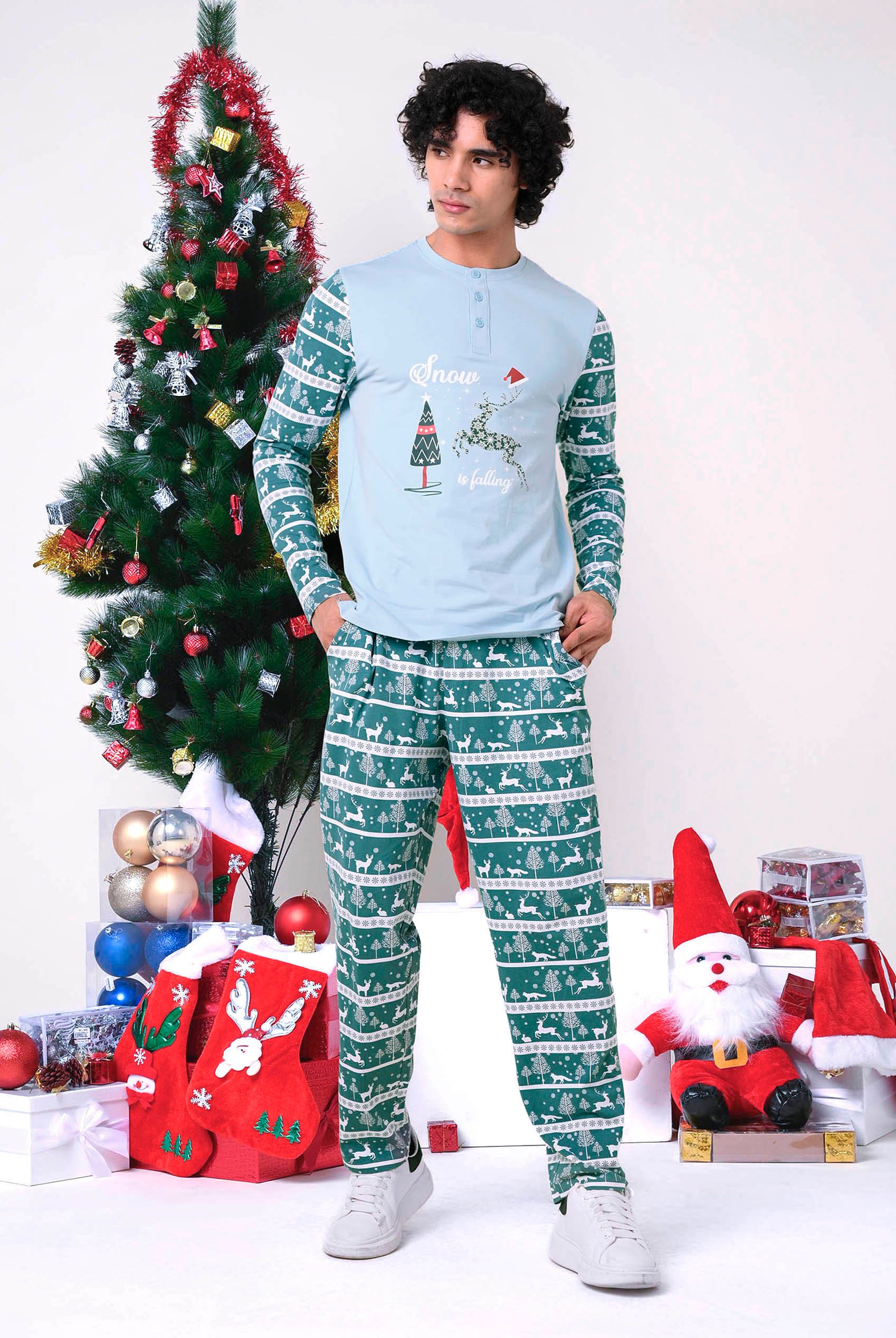 Mens Fair Isle Reindeer Print T-shirt