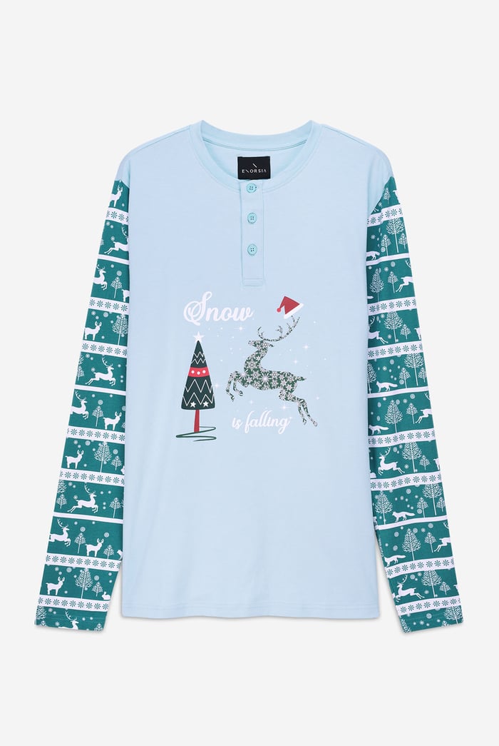 Mens Deer Print Christmas T-shirt