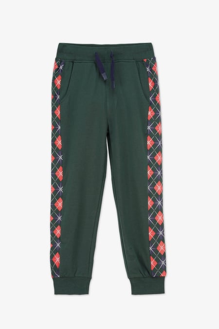 Girls Green Argyle Christmas Joggers (12/18mths-7yrs)