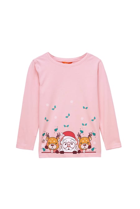 Girls Pink Santa T-shirt (12/18mths-7yrs)