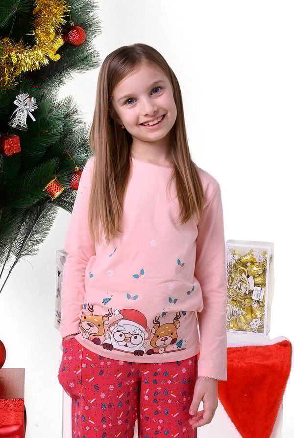 Girls Pink Santa T-shirt (12/18mths-7yrs)