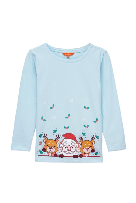 Girls Blue Santa T-shirt (12/18mths-7yrs)