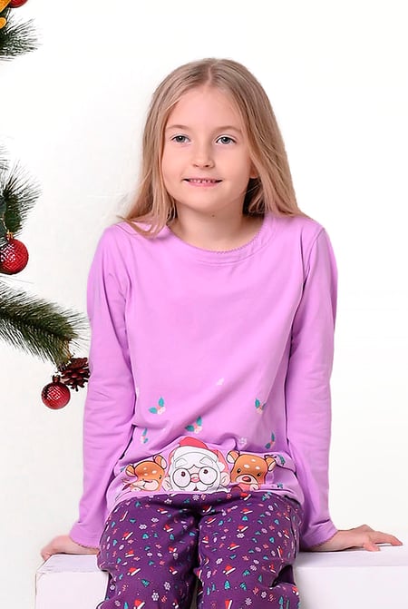 Girls Purple Santa T-shirt (12/18mths-7yrs)