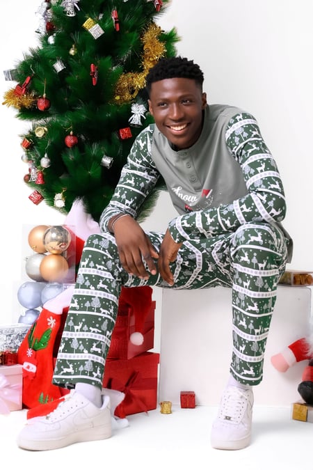 Mens Aqua Fairisle Print Christmas Pyjama Bottoms