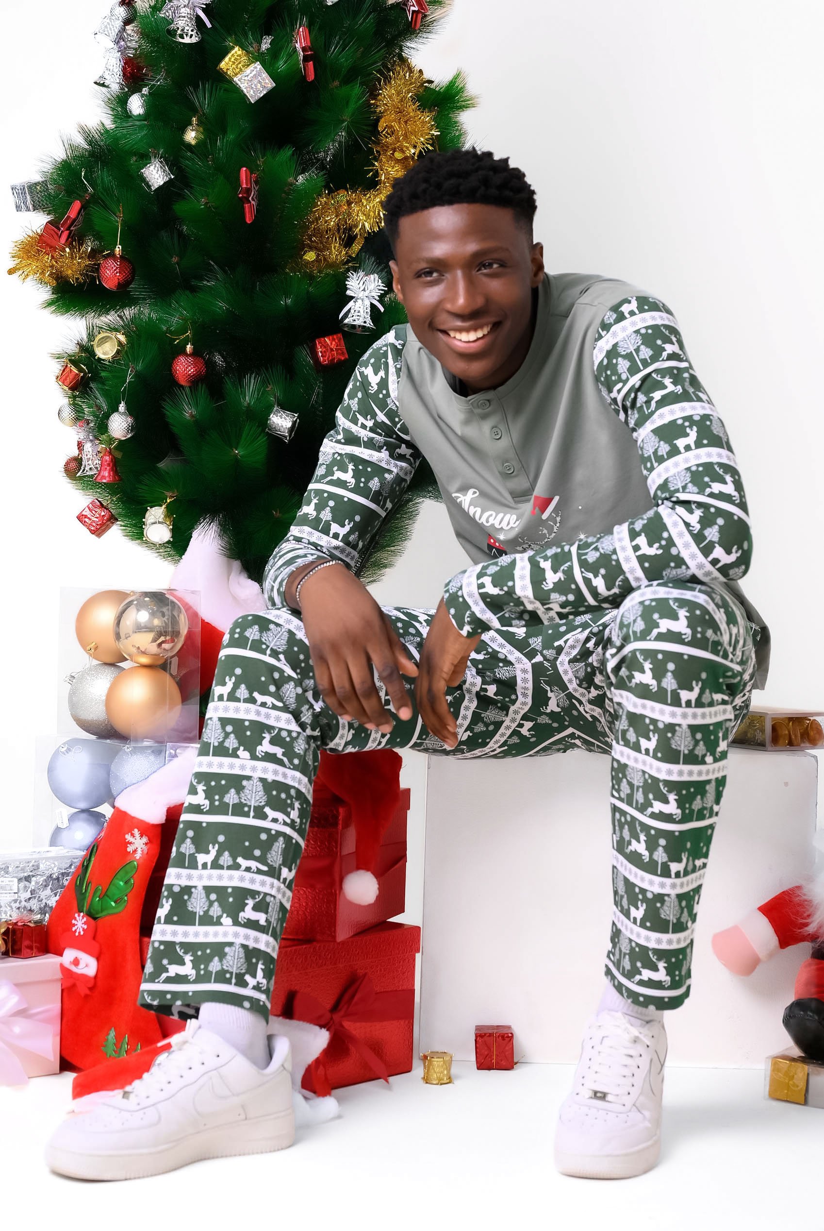 Mens Fairisle Print Christmas Pyjama Bottoms