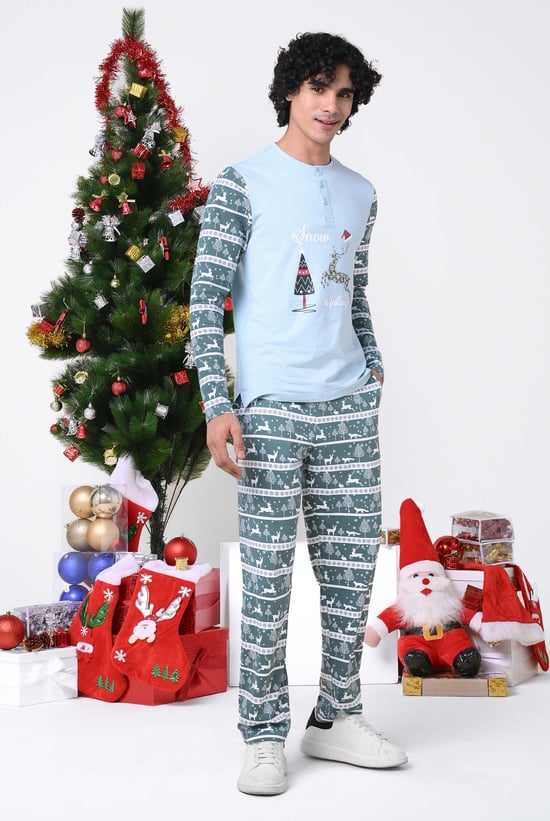 Mens Fairisle Print Christmas Pyjama Bottoms