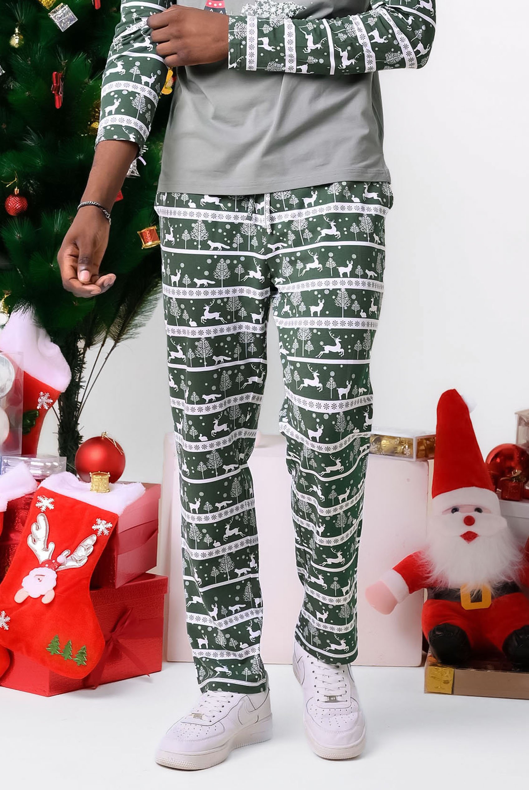 Mens Fairisle Print Christmas Pyjama Bottoms