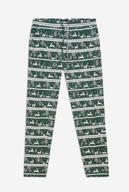 Mens Aqua Fairisle Print Christmas Pyjama Bottoms