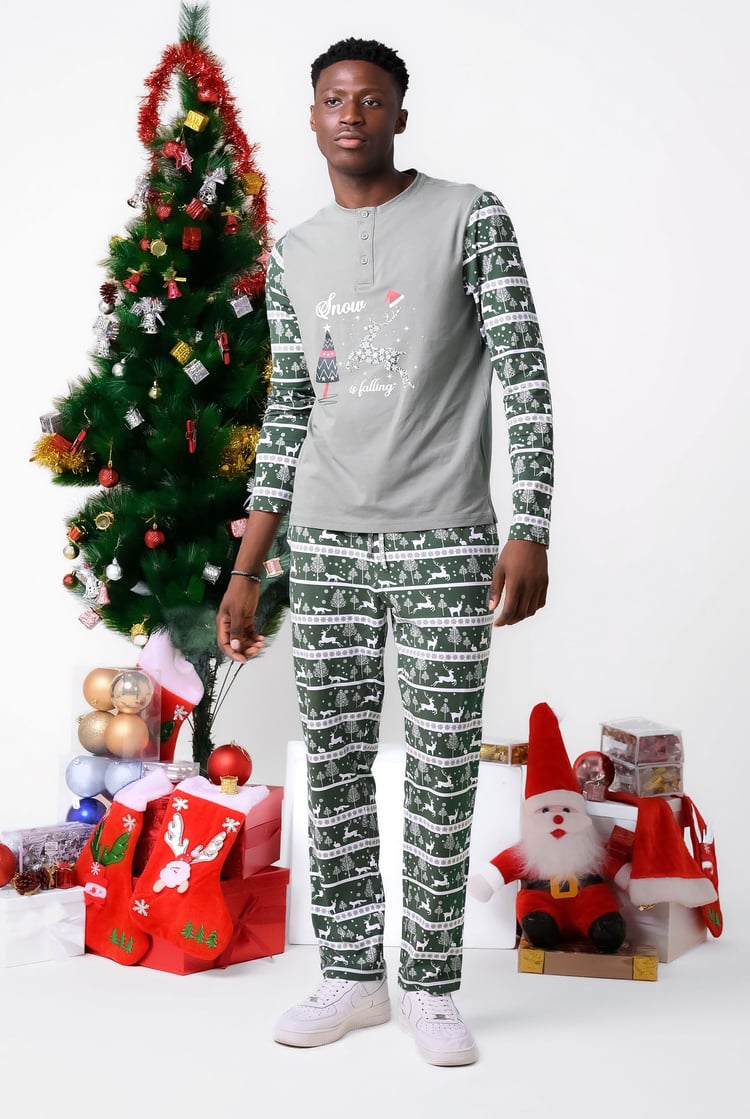 Mens Fairisle Print Christmas Pyjama Bottoms