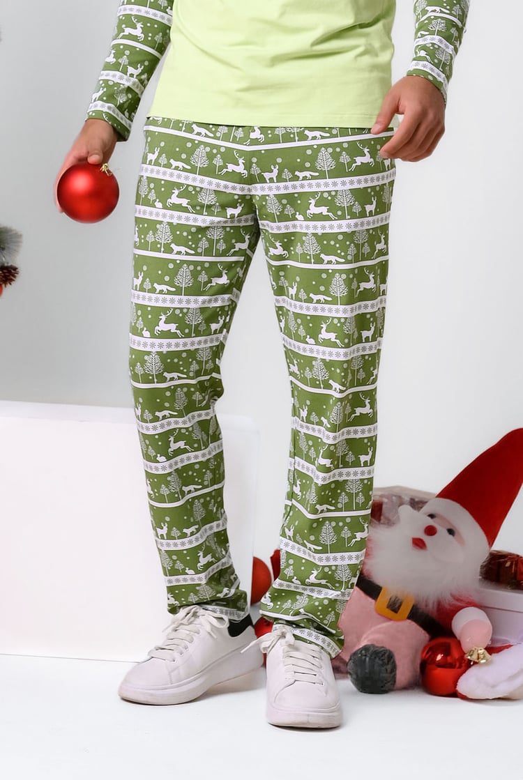 Mens Fairisle Print Christmas Pyjama Bottoms