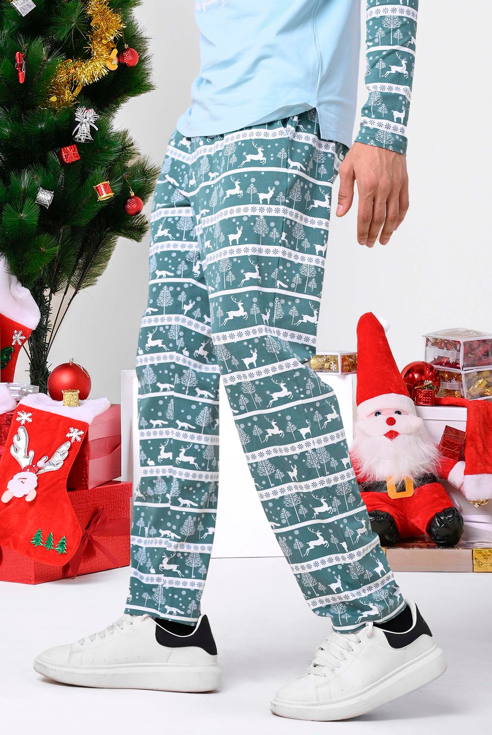 Mens Fairisle Print Christmas Pyjama Bottoms