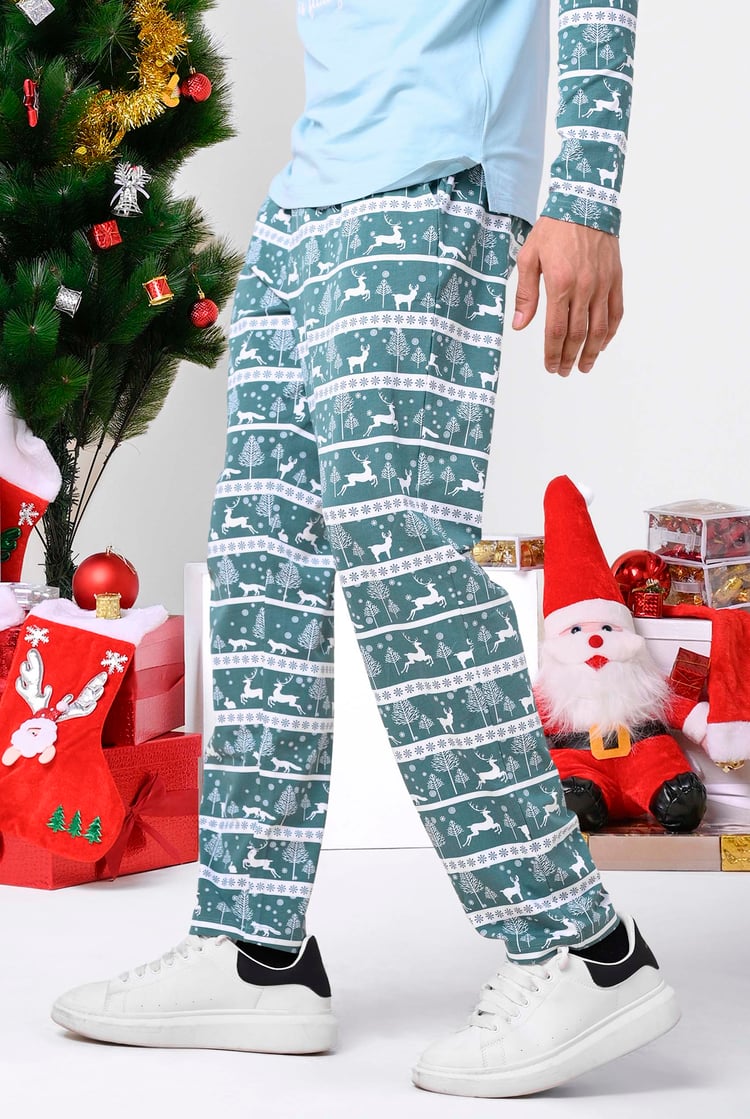 Mens Fairisle Print Christmas Pyjama Bottoms