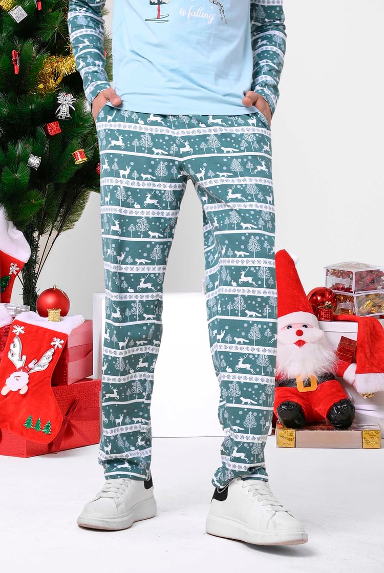 Mens Fairisle Print Christmas Pyjama Bottoms
