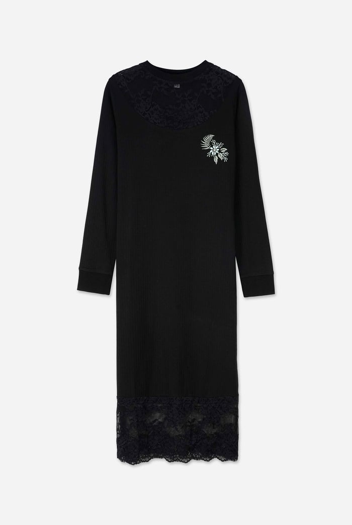 Lace Detail Long Sleeve Bodycon Dress
