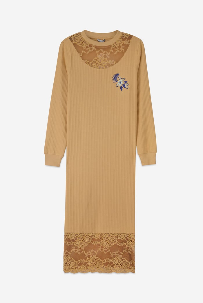 Lace Detail Long Sleeve Bodycon Dress