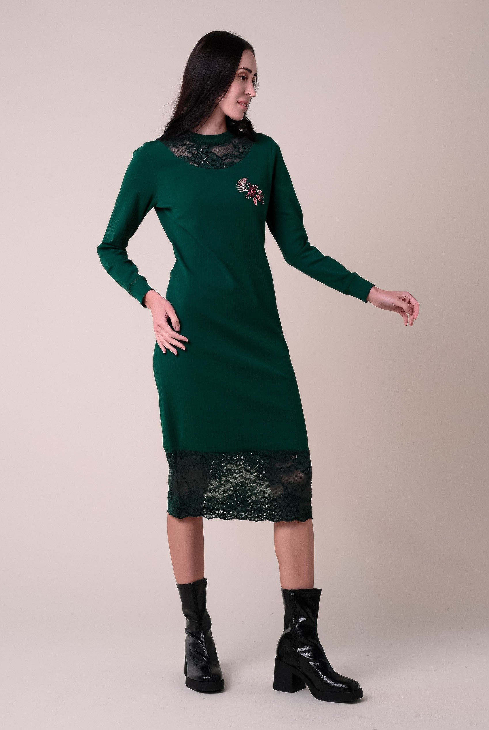 Lace Detail Long Sleeve Bodycon Dress